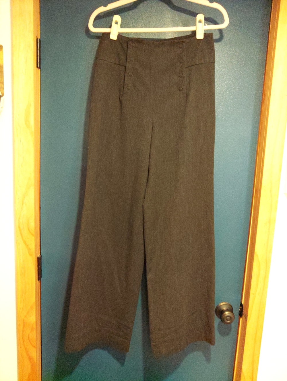 High-Rise Wide-Leg Women's Pants in Medium Gray Heather